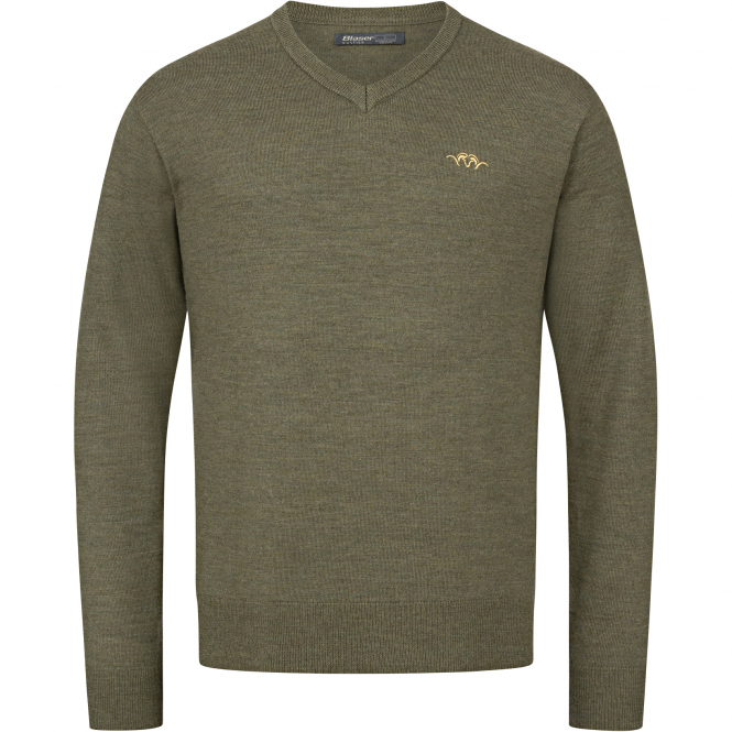 Blaser V-Neck Merino Sweater Herren (Dunkel Oliv) 