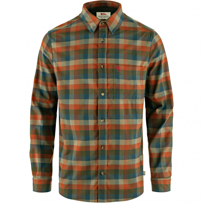 Fjällräven Lappland Stretch Flannel Shirt M Herren (Laurel Green-Autumn Leaf) 