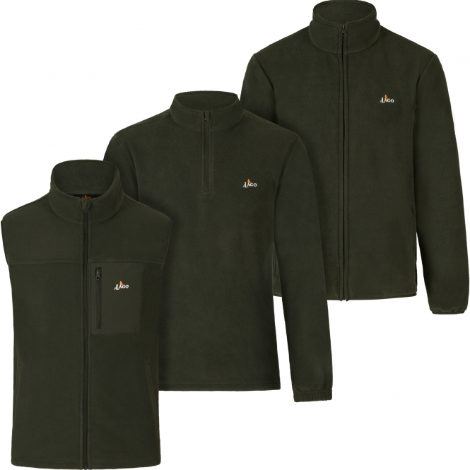 Il Lago 3er Set Fleecejacke, Fleecetroyer, Fleeceweste Herren (Oliv) 