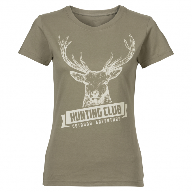 il Lago Basic T-Shirt Hunting Club Damen (Oliv) 