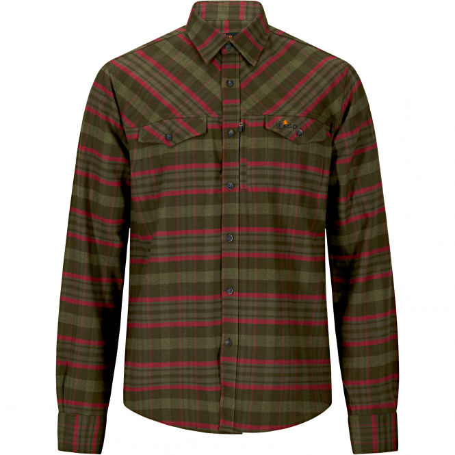 il Lago Prestige Flannel Hemd Bjarne Herren (Oliv/Rot) 