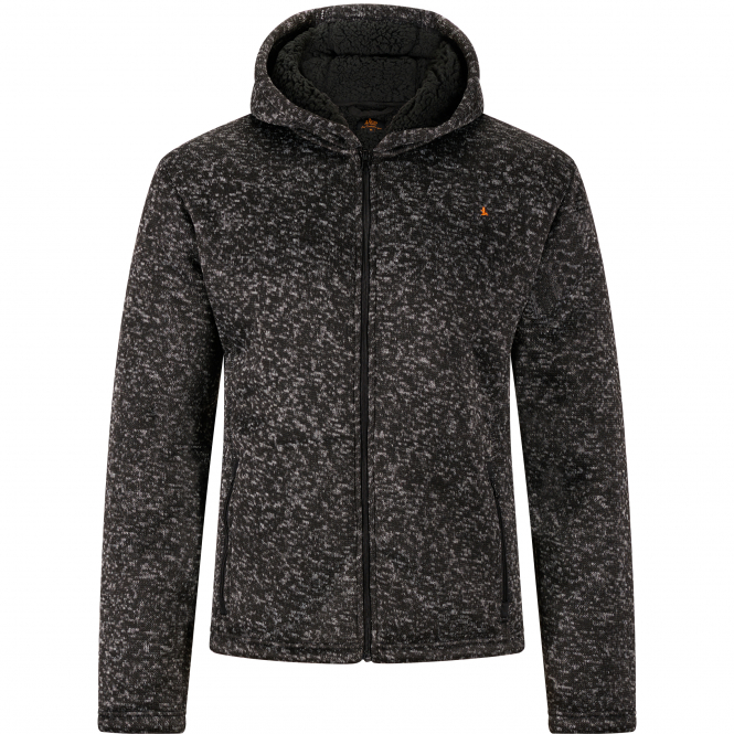 il Lago Prestige Teddy Strickfleece-Jacke Spirit Herren (Schwarz Meliert) 