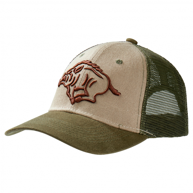 Mesh Cap "Wildschwein" Unisex (Beige/Oliv) 