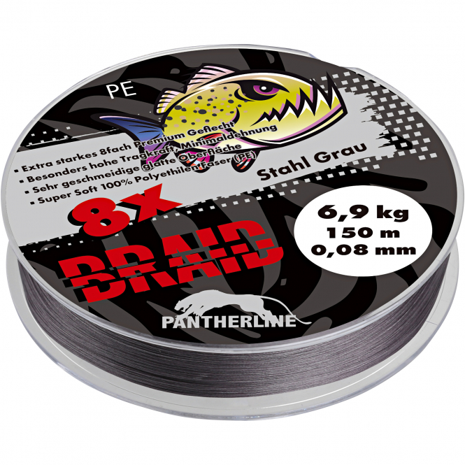 Paladin Pantherline Braid 8fach geflochten (stahl grau) 