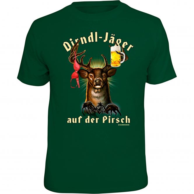Rahmenlos "Dirndl-Jäger auf der Pirsch" T-Shirt Herren (Grün) 