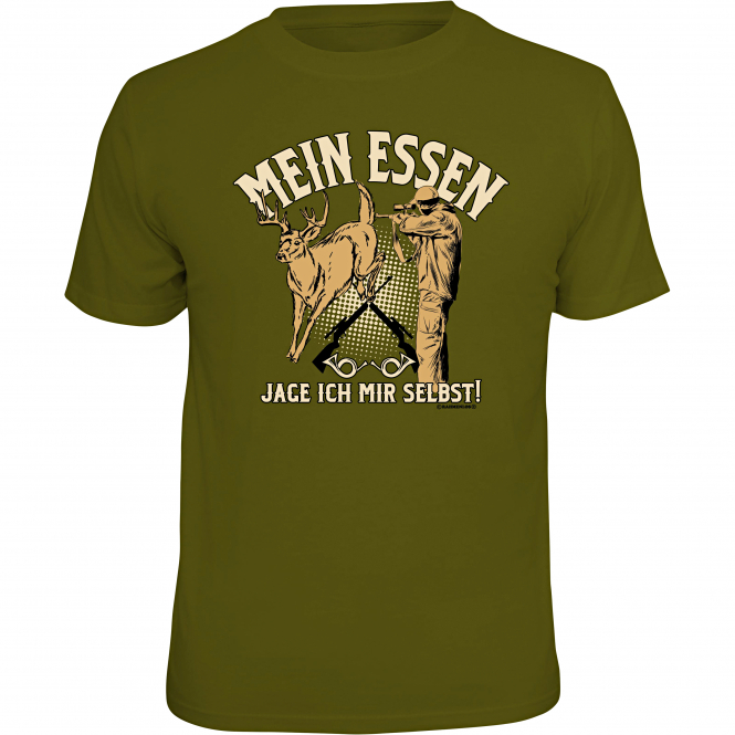 Rahmenlos Herren "Mein Essen jage ich mir selbst" T-Shirt Herren (Oliv) 