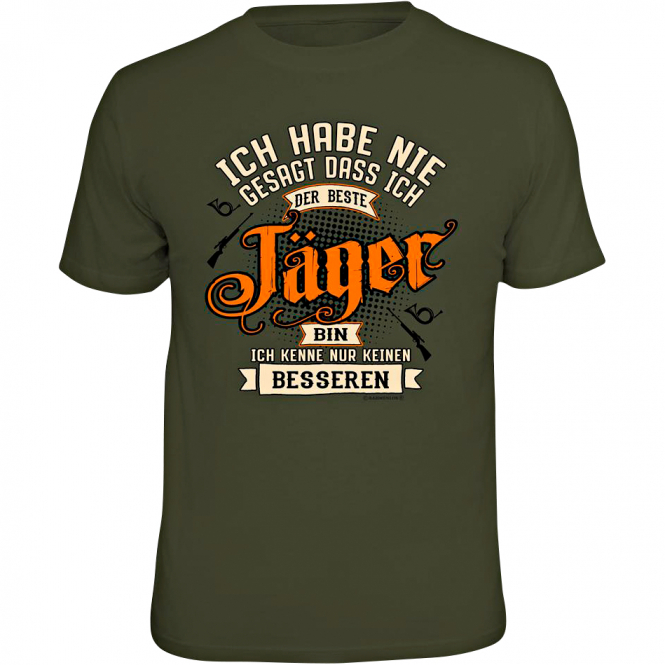 Rahmenlos "Ich habe nie gesagt, dass ich der beste Jäger bin…" T-Shirt Herren (Grün) 