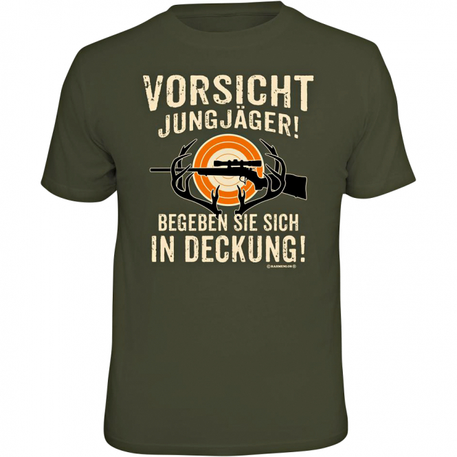 Rahmenlos "Vorsicht Jungjäger!" T-Shirt Herren (Oliv) 
