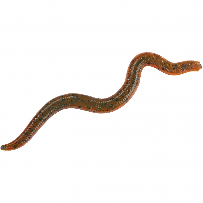 Shirasu Wiggle Worm (Green Pumpkin Amber Red) 