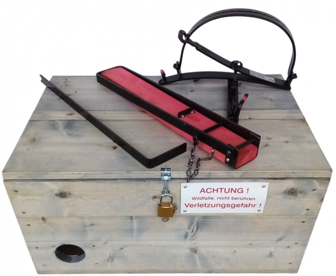 Weißer Abzugseisen mit Fangbunker 