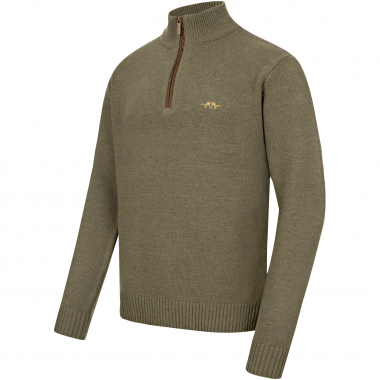 Blaser Herren Woll Halfzip Sweater - oliv