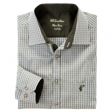 OS Trachten Snivy Hemd 1/1 Arm Slim Fit Herren (Dunkelgrün)