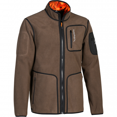 ProHunt Drahthaar Winddichte Wende-Fleecejacke Herren (Braun/Viper Blaze)