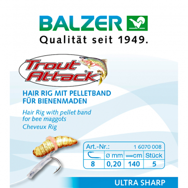 Trout Attack Angelhaken Bienenmaden Hair Rigs