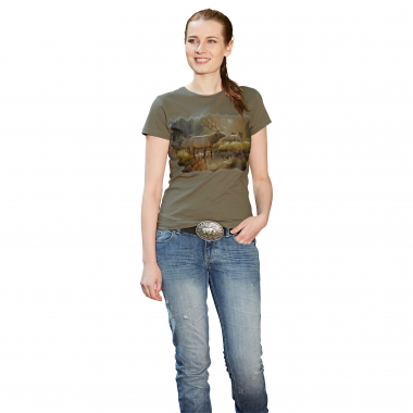 T-Shirt "Rotwild" Damen (Oliv)