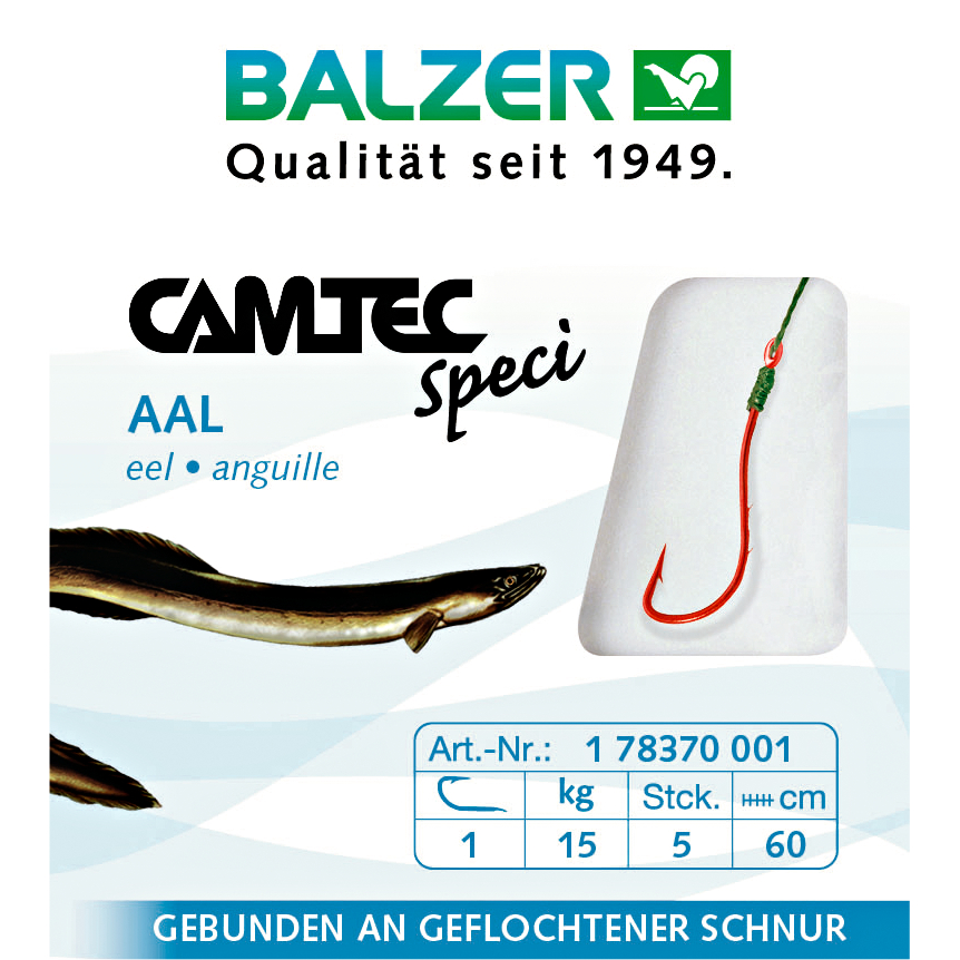 Balzer Angelhaken Aal mit geflochtener Angelschnur 