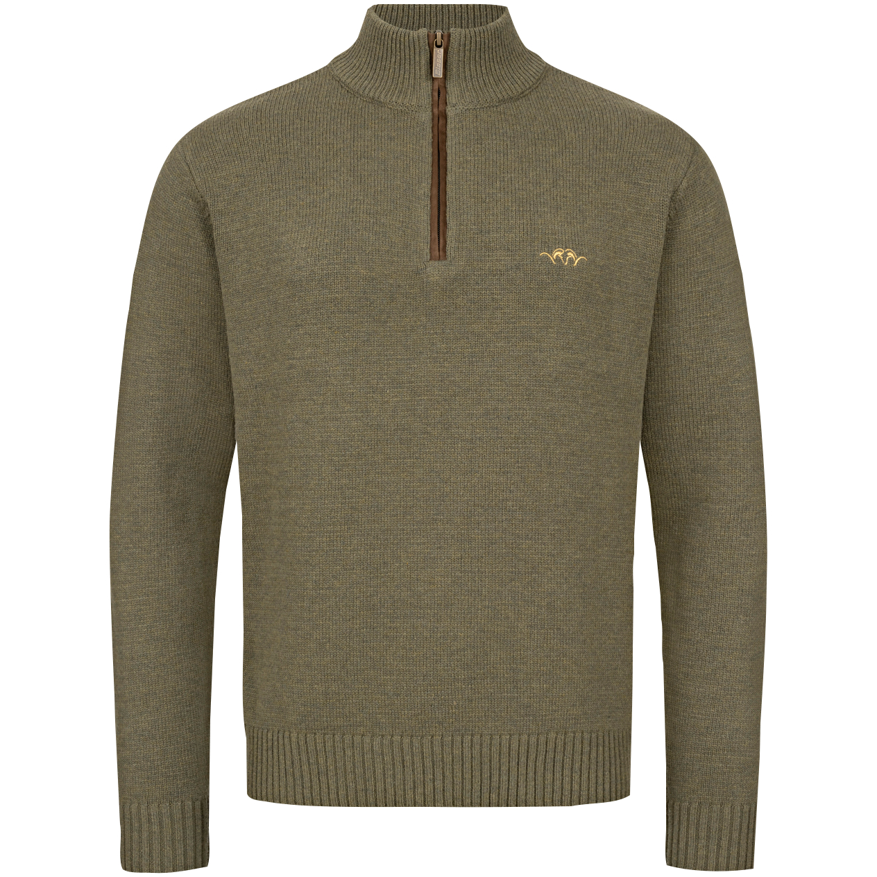 Blaser Herren Woll Halfzip Sweater - oliv 