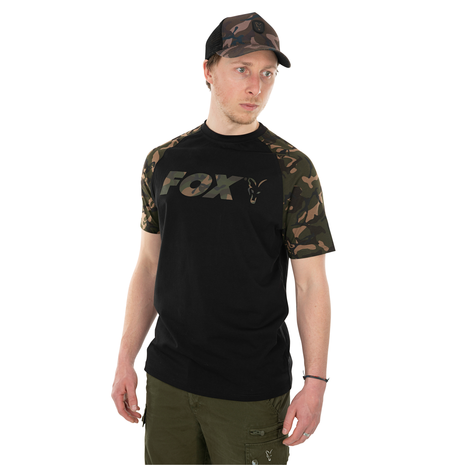 Fox Carp Herren Raglan T-Shirt (black/camo) 