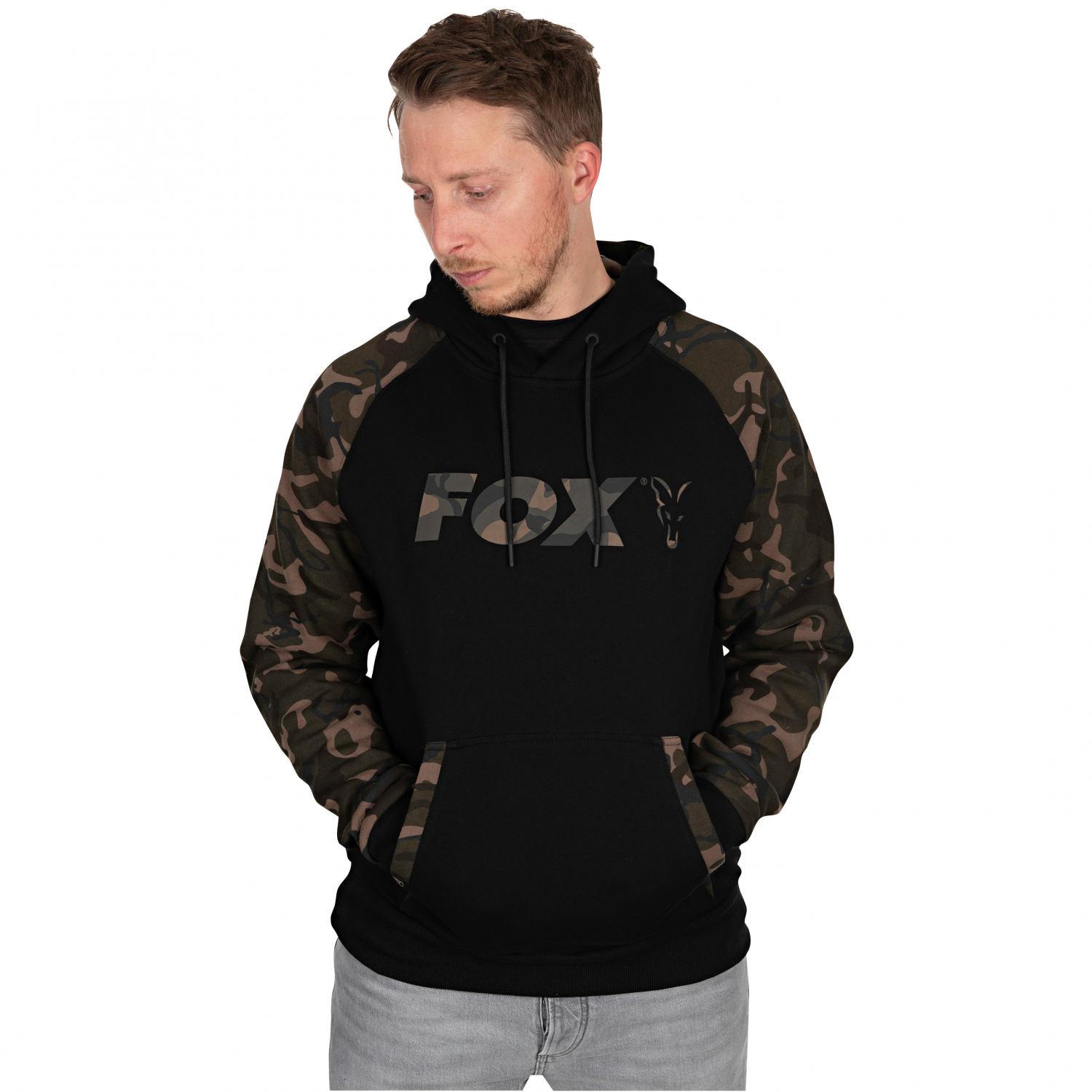Fox Carp Hoody Raglan Black/Camo Gr. S 