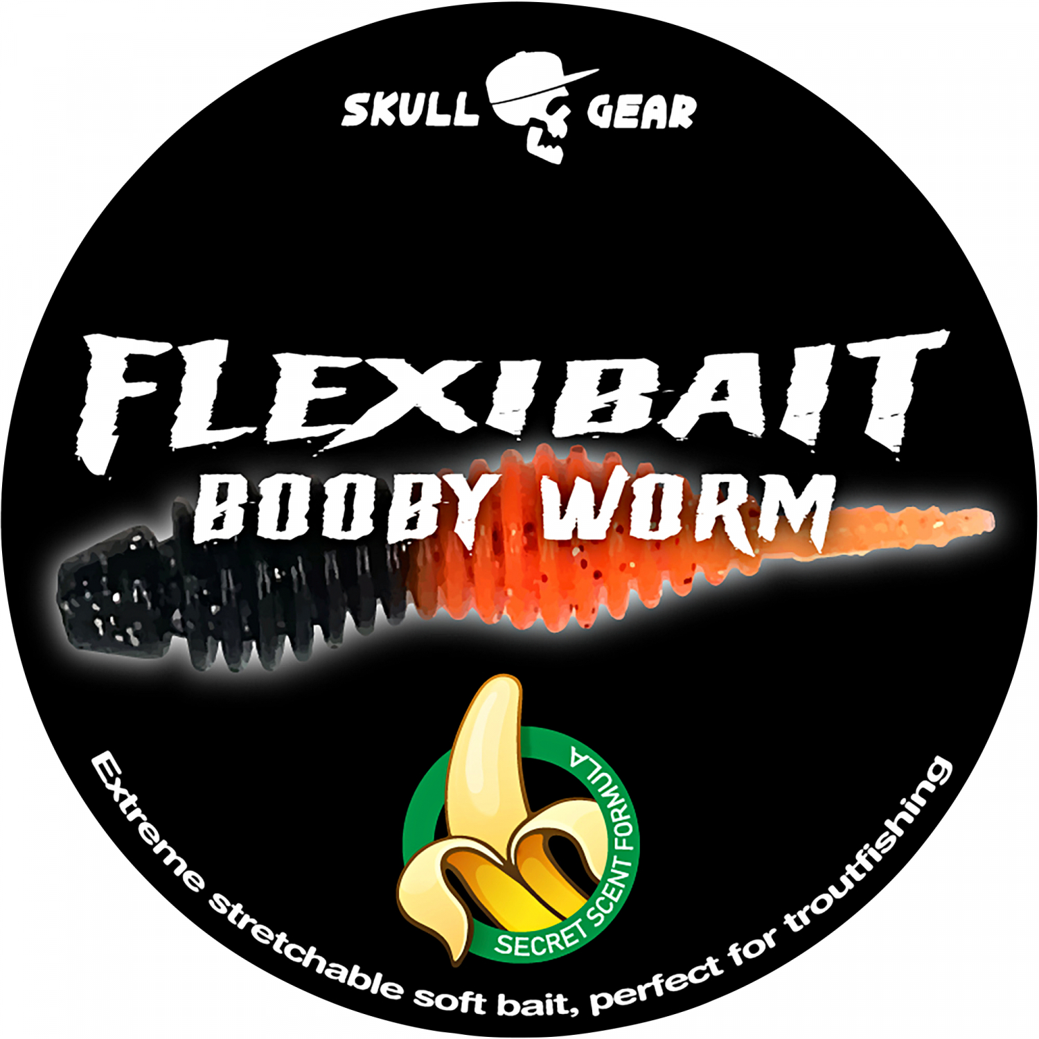 OGP Gummiköder Skull Gear Flexibait Bobby Worm Banana (Black/Orange) 