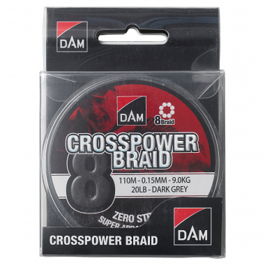 DAM DAM® Angelschnur Crosspower 8-Braids (dunkelgrau, 150 m)