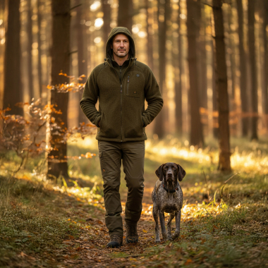 il Lago Prestige Lodenfleece-Jacke Geo Pro Membran Herren (Oliv)