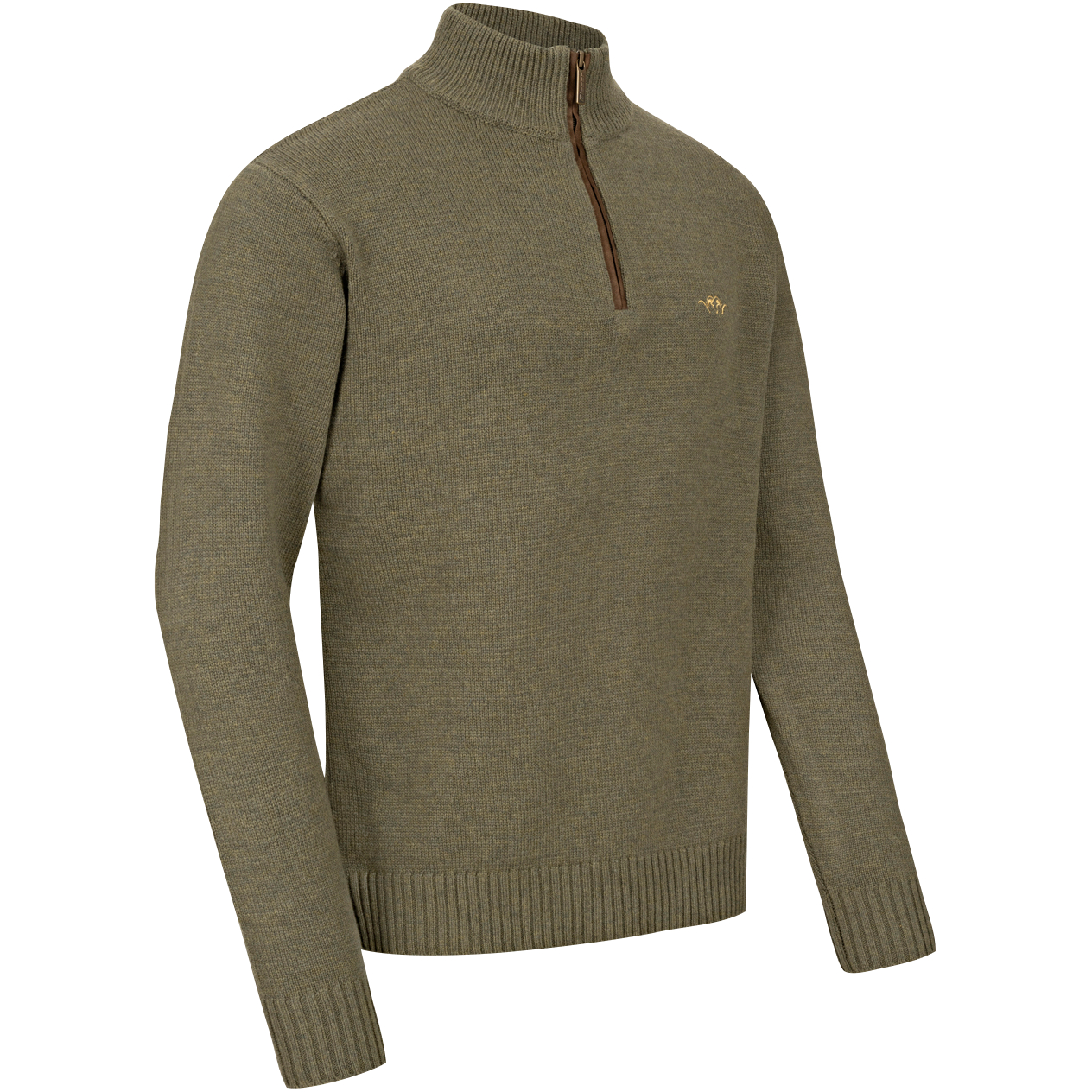 Blaser Herren Woll Halfzip Sweater - oliv 