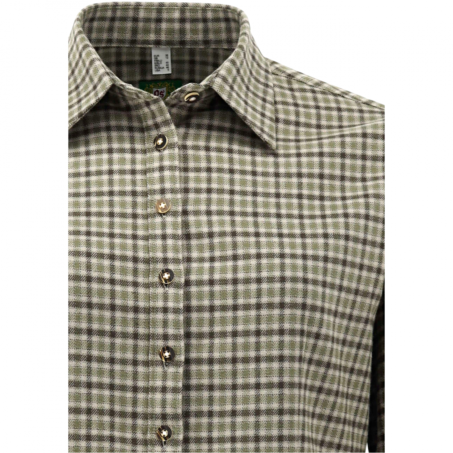 OS Trachten Damen Bluse (oliv/braun) 