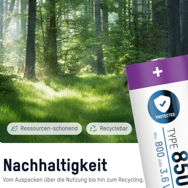 Ansmann Li-Ion Akku 16340 / RCR123 850 mAh (mit USB-C Ladebuchse)