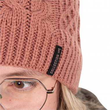 Fox Ladies Knitted Bobble Hat Damen (Dusty Rose Pink)