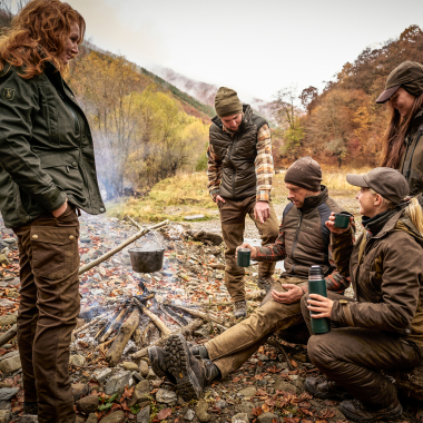 Deerhunter Moor wattierte Weste Herren, mit Strick (Brown Leaf)