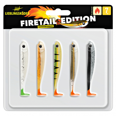 Lieblingsköder Gummifisch Barschköder (7 cm, Mixpaket Natural/Firetail)
