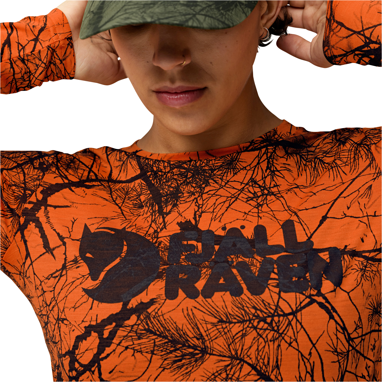 Fjäll Räven Damen Langarm Shirt Värmland Wool (Orange Multi Camo) 