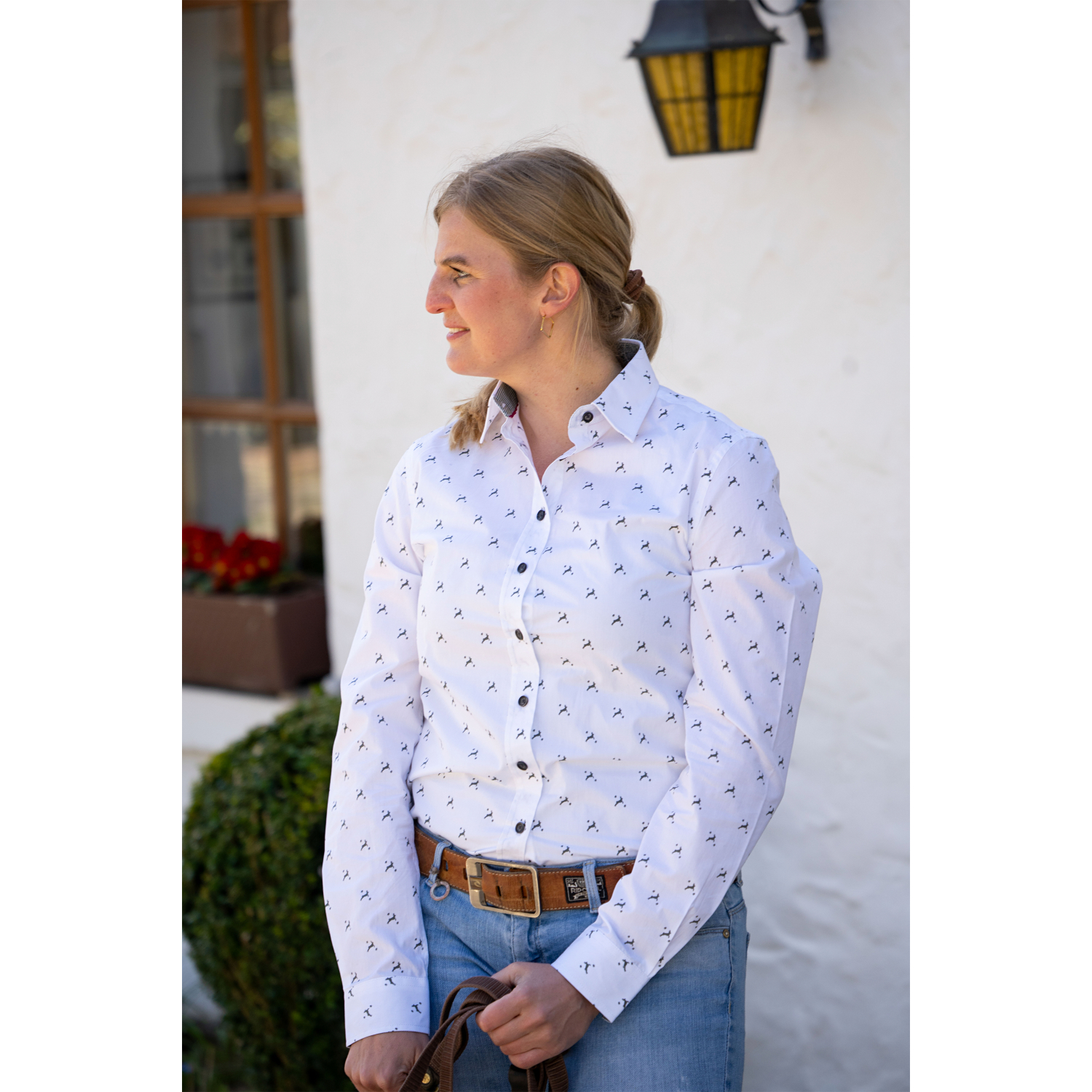 il Lago Sie Damen Bluse Hirschlein (weiß) 