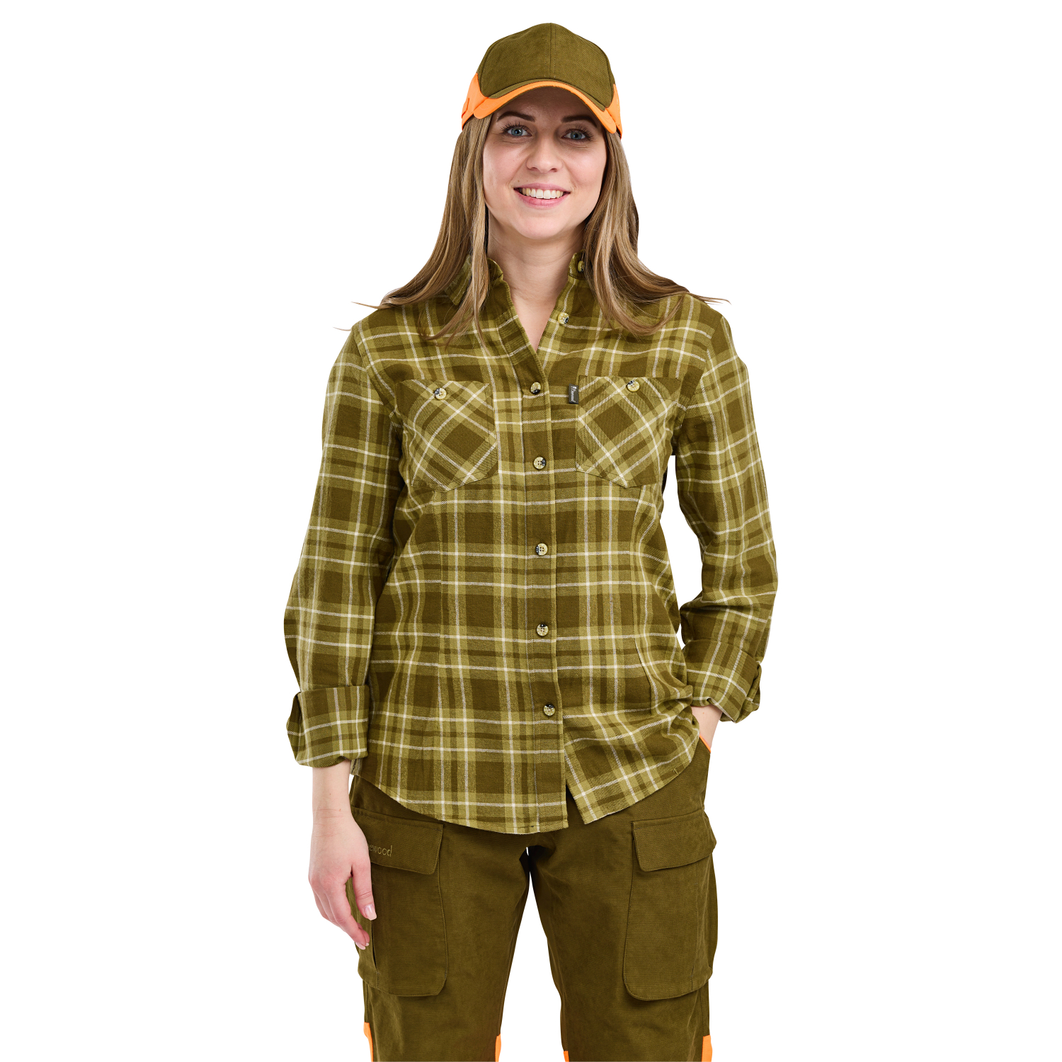 Pinewood Damen Bluse Felicia Flanell (Oliv) 