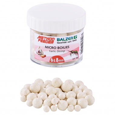 Balzer Method Feeder Boilies (white, garlic shrimp)