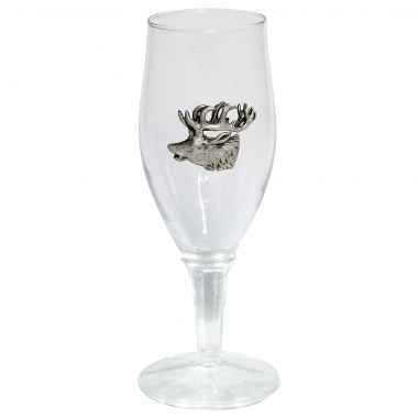 Beer glass with stags head emblem