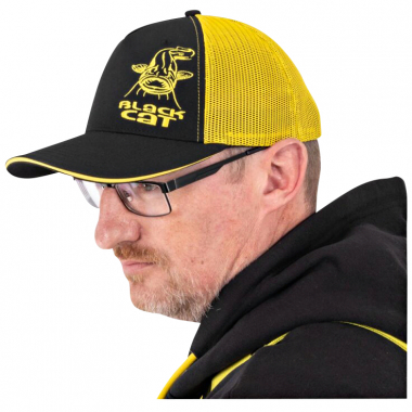 Black Cat Black and Yellow Trucker Cap