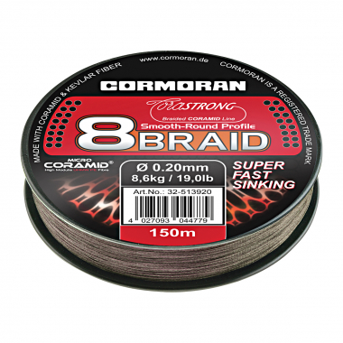 Cormoran Fishing Line Corastrong 8-Braid Super Fast Sinking (dark brown)
