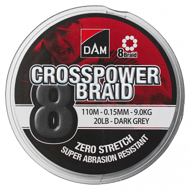 DAM DAM® Fishing Line Crosspower 8-Braids (dark grey, 150 m)