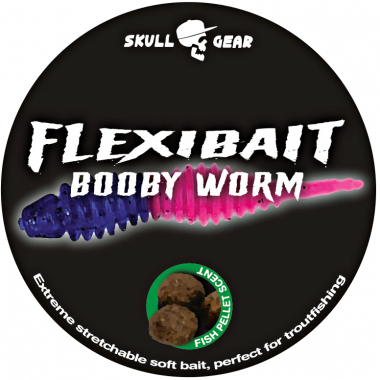 OGP Soft Lures Skull Gear Flexibait Bobby Worm Fish Pellet (Blue Pink)