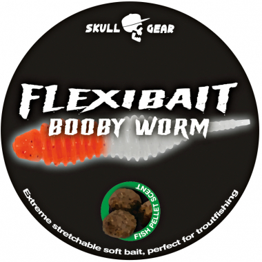 OGP Soft Lures Skull Gear Flexibait Bobby Worm Fish Pellet (Orange/White)