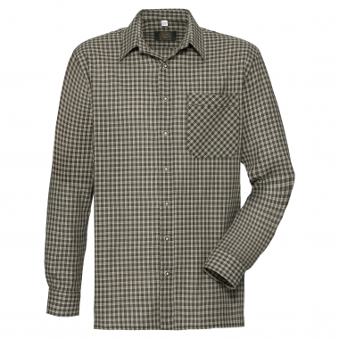 OS Trachten Men's Longsleeve Shirt (olive green checkered)