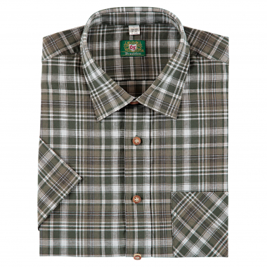 OS Trachten Men's Shortsleeve Shirt (checkered, with breast pocket)
