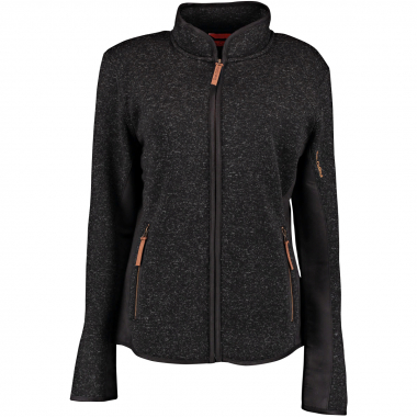 OS Trachten Women's jacket knitted fleece leather (anthracite)
