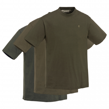 Pinewood Set of 3: T-Shirts Men (Green/H.Brown/Khaki)
