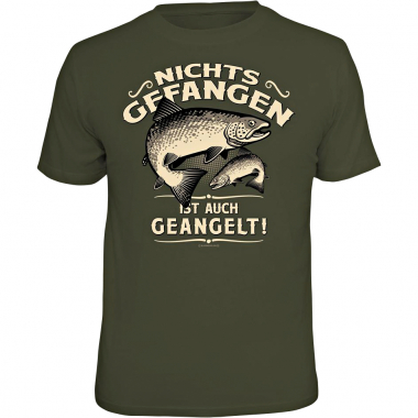 Rahmenlos "Nichts gefangen ist auch geangelt" T-Shirt Unisex (Green)