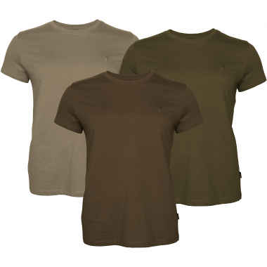 Set of 3: T-Shirts Women (Green/H.Brown/Khaki)