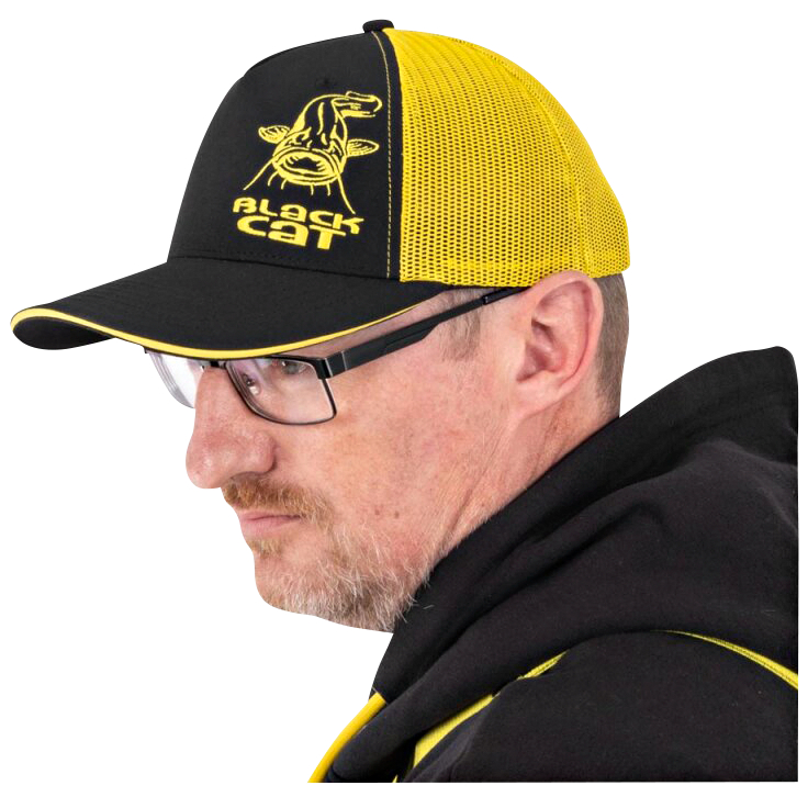 Black Cat Black and Yellow Trucker Cap 