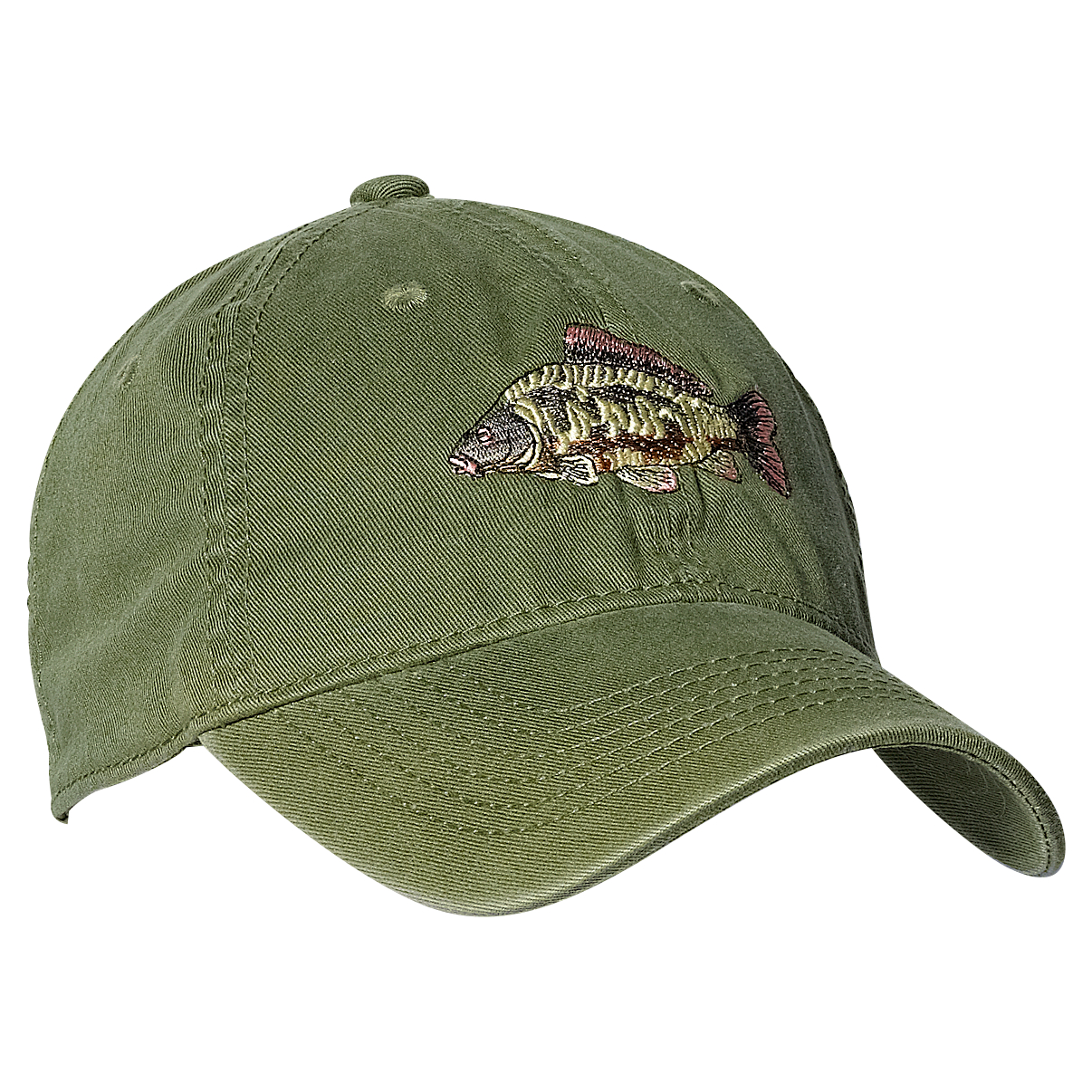 Cap Unisex, With Carp Motif (Olive) 